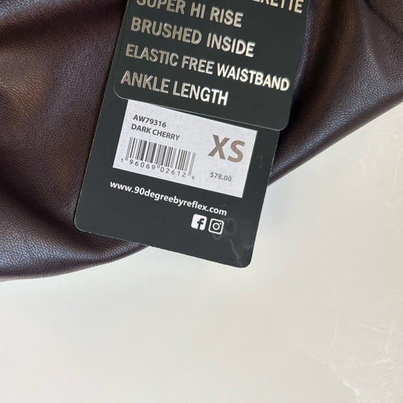 90 Degree By Reflex Dark Cherry High Waist Leggings - Picture 11 of 16